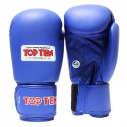 Перчатки боксерские TOP TEN (R) кожа Синий - фото 11128