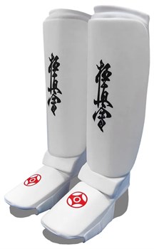 Щитки на голень и подъем трехсекционные Рэй-Спорт Киокусинкай Белый - фото 11168
