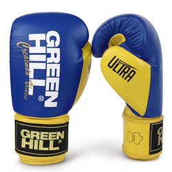 Перчатки боксерские Green Hill ULTRA кожа Сине-желтый - фото 11533