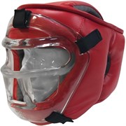 Шлем с пластиковой маской Рэй-Спорт КРИСТАЛЛ-11 иск.кожа Красный