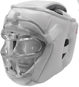 Шлем с пластиковой маской Рэй-Спорт КРИСТАЛЛ-11 иск.кожа Белый